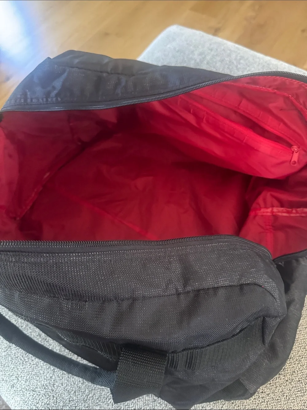 Men's Black Duffel Bag with Red Accents - Travel & Gym